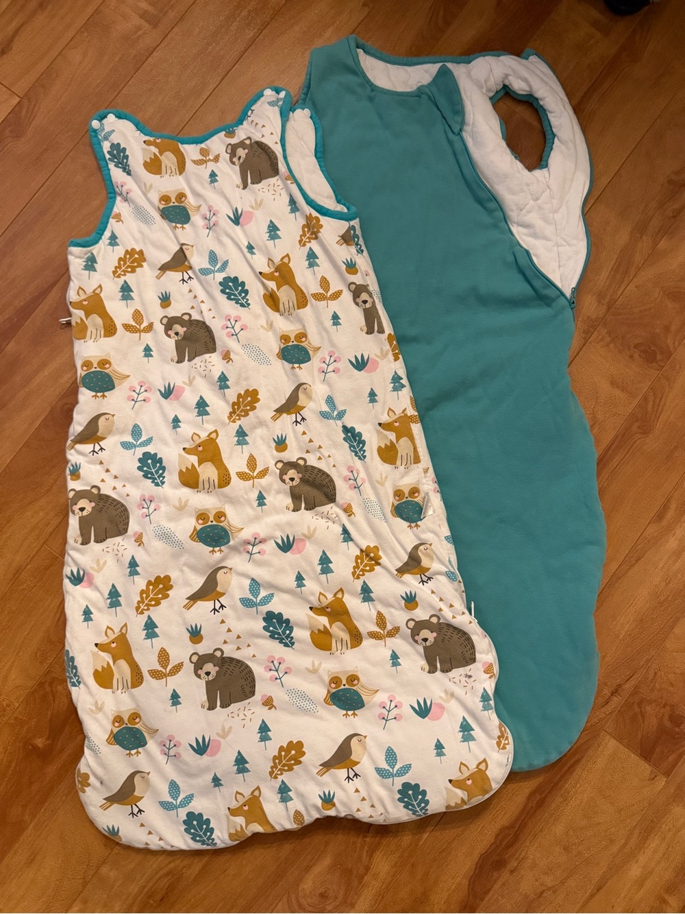 Teal and Cream Woodland Animal Kids Sleep Sack - Pack of 2